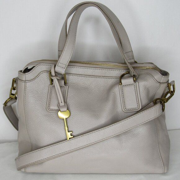 Fossil Satchel in Light Gray with Gold Accents - Picture 1 of 12